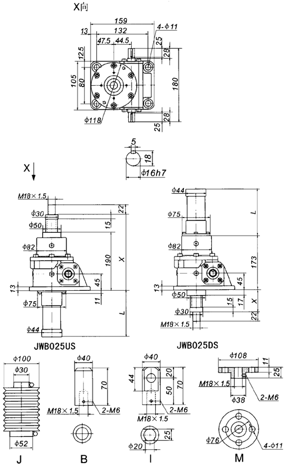 JWB025˿γߴ